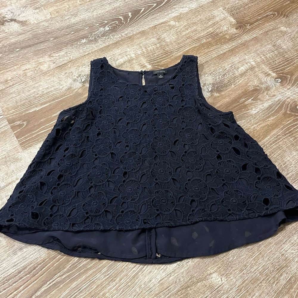 ann taylor navy floral top
